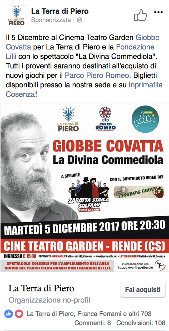 La Terra di Piero - Cosenza - Facebook Ads by Marianna Sposato